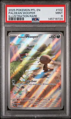 2025 Pokemon Pfl En-Phantasmal Flames #102 Paldean Wooper IR PSA 9 - Image 1