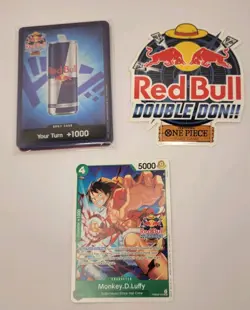 SEALED ONE PIECE CG Red Bull Double Don!! Promos Monkey.D.Luffy Complete Set - Image 1