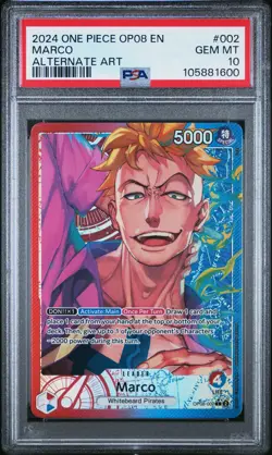 One Piece OP08-002 Marco Alt Art Leader Alternate Parallel English Eng PSA 10 - Image 1