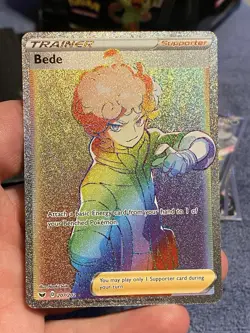 Pokemon TCG Bede Sword & Shield Rainbow Card 207/202 Secret Rare - Image 1
