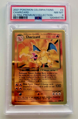 Pokemon Celebrations Gold plated metal Charizard UPC card Graded PSA NM-MT 8 - Image 2