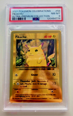Pokemon Celebrations PSA 8 NM-MT Gold Metal Pikachu UPC card 2021 - Image 2