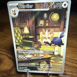 Pokemon TCG Herdier 155/086 SV White Flare Holofoil Card NM Near Mint US Seller - Image 1