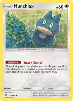 Munchlax 173/236 Unified Minds Pokemon Card NM - Image 1