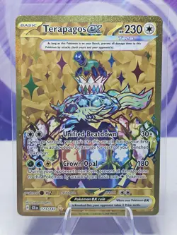 Pokemon TCG Terapagos EX 173/142 Stellar Crown Hyper Rare Gold Holo Card - Image 1