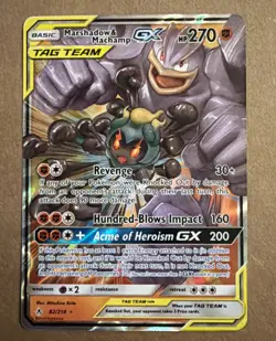 Pokemon Marshadow & Machamp GX TAG TEAM 82/214 Unbroken Bonds Holo Ultra Rare - Image 1