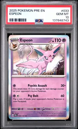 2025 POKEMON PRE EN-PRISMATIC EVOLUTIONS #033 ESPEON PSA 10 - Image 1