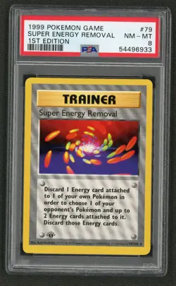 1999 POKEMON BASE SET 79 SUPER ENERGY REMOVAL 1ST EDITION PSA NEAR MINT-MINT 8 - Image 1
