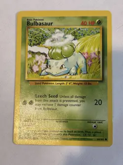 Pokemon TCG Bulbasaur 44/102 Base Set Unlimited Vintage 1999 WOTC MP - Image 1