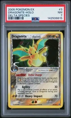 2005 POKEMON EX DELTA SPECIES #3 DRAGONITE-HOLO DELTA SPECIES PSA 7 - Image 1