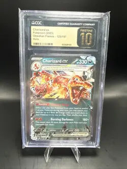 Pokemon Charizard ex Holo Rare 2023 Obsidian Flames 125/197 CGC Pristine 10 - Image 2