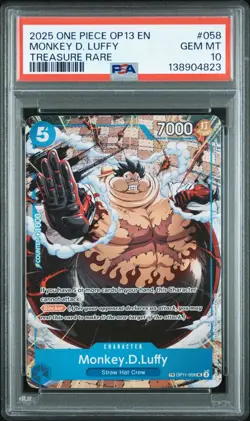 2025 ONE PIECE OP13 058 CARRYING ON HIS WILL MONKEY D LUFFY TREASURE RARE PSA 10 - Image 3