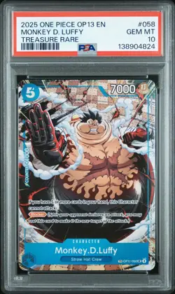 2025 ONE PIECE OP13 058 CARRYING ON HIS WILL MONKEY D LUFFY TREASURE RARE PSA 10 - Image 5