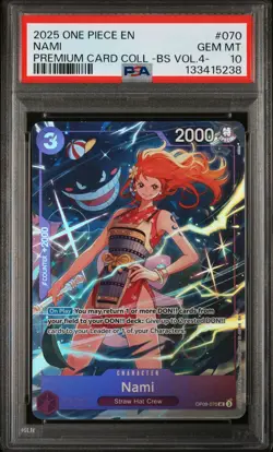2025 ONE PIECE #070 PCC PREMIUM BEST SELECTION VOL 4 GENGAR NAMI PSA 10 GEM MINT - Image 1