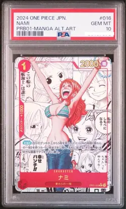 PSA 10 ONE PIECE CARD NAMI OP01-016 R PRB-01 MANGA ALT. ART COMIC PARALLEL - Image 1