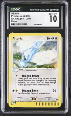 CGC 10 GEM MINT Altaria 2003 EX Dragon 2/97 Holo Pokemon Card - Image 1