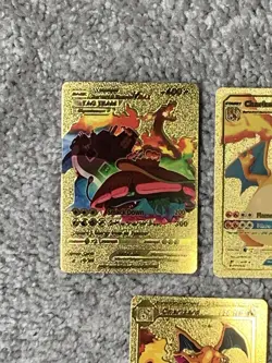 Set of 5 Charizard Gold Foil Fan Art Display Cards NM! - Image 2