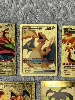 Set of 5 Charizard Gold Foil Fan Art Display Cards NM! - Image 3