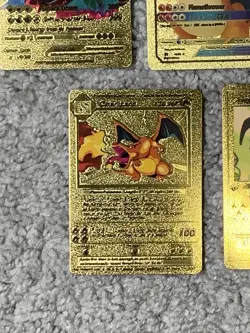 Set of 5 Charizard Gold Foil Fan Art Display Cards NM! - Image 5
