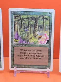 🟢🟢🟢 (4) 1994 MAGIC The Gathering WILD GROWTH REVISED 3RD EDITION PLAYED 🟢🟢2 - Image 3