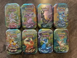 Pokemon Prismatic Evolutions Complete Set of 8 Mini Tins SEALED - Image 1