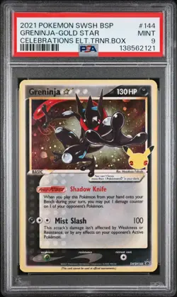 2021 POKEMON SWSH BLACK STAR PROMO #144 GRENINJA-GOLD STAR PSA 9 - Image 1