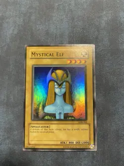 Yugioh Mystical Elf LOB-062 Super Rare Unlimited WAVY PRINT LP - Image 1
