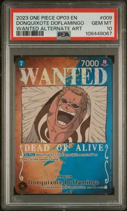 One Piece ST03-009 OP03 Alt Art Donquixote Doflamingo Wanted SP Special PSA 10 - Image 1