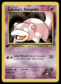 Sabrina's Slowpoke 1st Edition 095/132 Gym Heroes Common English Pokemon Card - Image 1