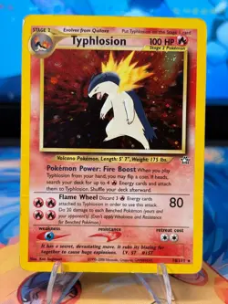 Pokemon Typhlosion Neo Genesis 18/111 Holo Unlimited Card DAMAGED see video/pics - Image 1