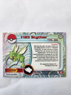 2000 Topps Chrome Pokemon #123 Scyther Chrome - Image 2