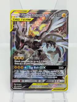 Pokemon Pikachu & Zekrom GX TAG TEAM GX Promo Holo SM168 English Card - Image 1
