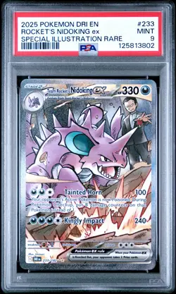 2025 POKEMON DRI EN-DESTINED RIVALS #233 TEAM ROCKET'S NIDOKING EX PSA 9 - Image 1