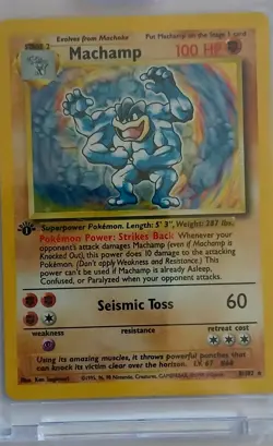 Pokemon Machamp 1st Edition Deck Exclusives Holo 008/102 100 HP 1999 - Image 1