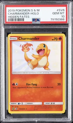 2019 POKEMON SUN & MOON HIDDEN FATES #SV6 CHARMANDER-HOLO PSA 10 - Image 1
