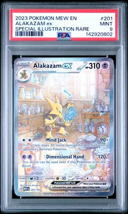 2023 POKEMON MEW EN-151 SPECIAL ILLUSTRATION RARE #201 ALAKAZAM EX PSA 9 - Image 1