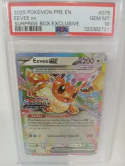Pokemon TCG Prismatic Evolutions Eevee EX 075/131 Stamped Promo PSA 10 GEM MT - Image 1