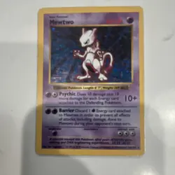 Pokemon TCG Mewtwo Base Set Shadowless 10/102 60 HP Holo Rare English Card - Image 1