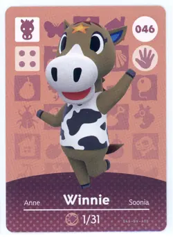 Winnie #046 - Amiibo Card - Animal Crossing Series 1 - Authentic Nintendo - Image 1