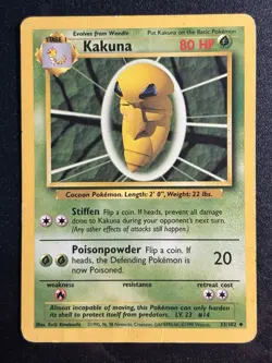 Kakuna 33/102 - Pokemon TCG Base Set Regular Unlimited Uncommon WOTC - DMG Card - Image 1