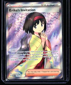 2023 Scarlet & Violet - 151 Erika's Invitation #196 Full Art Holo Pokemon Card - Image 1
