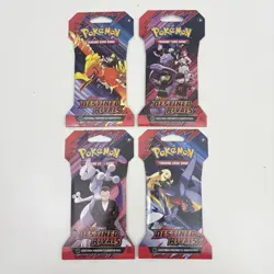 Pokemon TCG Scarlet & Violet Destined Rivals 4x Sleeved Booster Pack Art Set NEW - Image 1