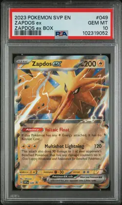 2023 POKEMON SVP EN-SV BLACK STAR PROMO ZAPDOS EX BOX #049 ZAPDOS EX PSA 10 - Image 1