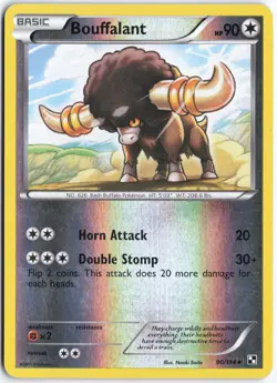 Pokemon - Bouffalant (90) #090/114 - Black and White Reverse Holo - Image 1