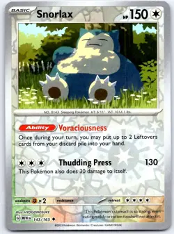 Snorlax 143/165 UC 151 Pokemon Reverse Holo NM/M - Image 1