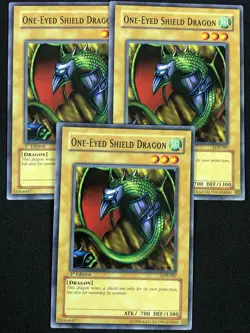 YUGIOH ONE-EYED SHIELD DRAGON LOB-057 1ST COMMON ASIAN ENGLISH X3 (NM) - Image 1