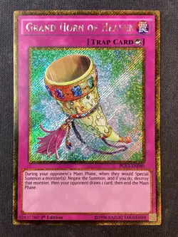 Yu-Gi-Oh TCG #PGL3-EN040 Grand Horn of Heaven 1st Edition Gold Secret Rare LP - Image 1