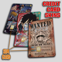 Monkey D Luffy One Piece, Wanted Romance PSA | Credit Card Sticker/Skin | 3 Pack - Image 1