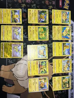 Pokemon Common Pikachu 13 Card Lot 12 Non Holo Regular & 1 Reverse Holo LP-NM - Image 1