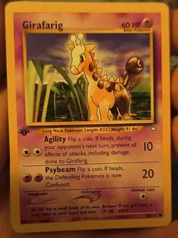 Pokemon Girafarig Neo Genesis Rare 1st Edition Card HP 60 58/111 Regular 2000 - Image 1